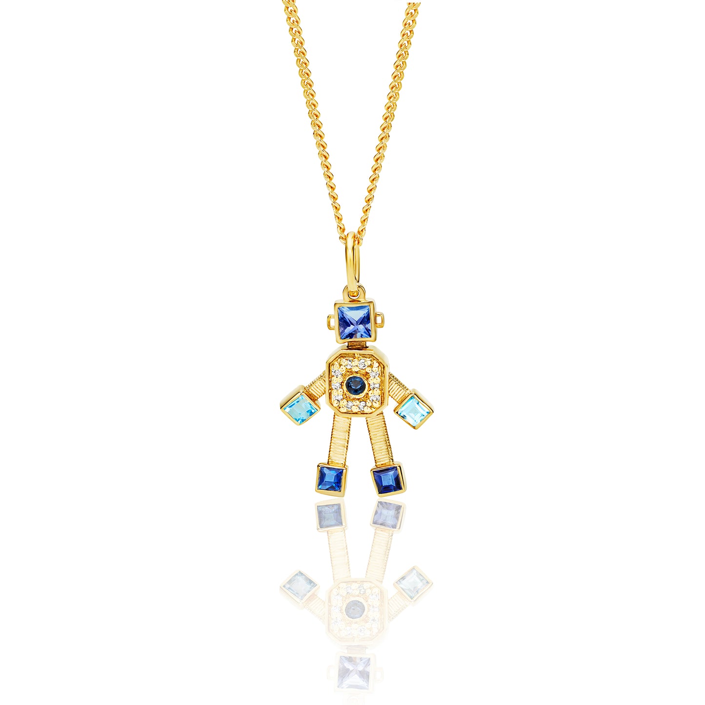 Denim Heart Van Robot Mini Pendant