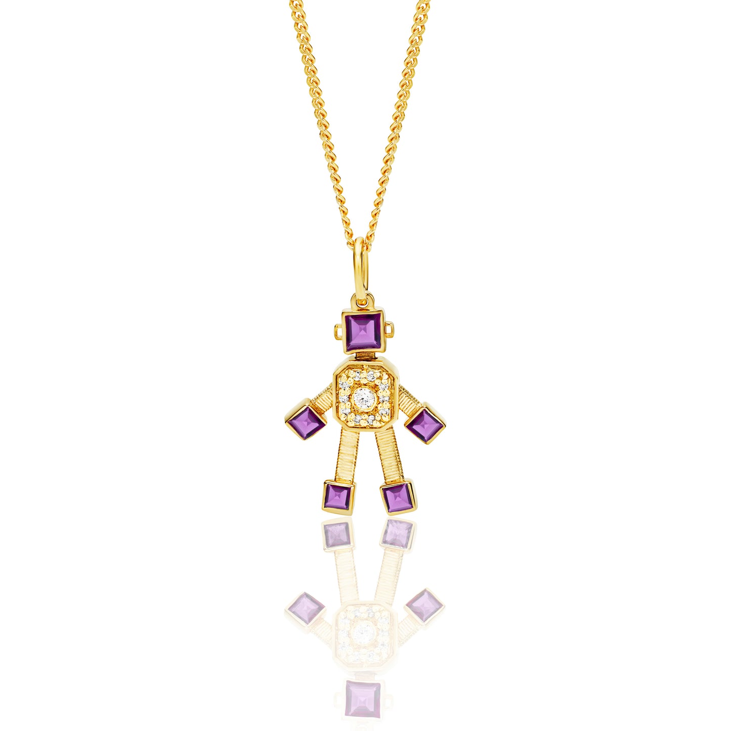 Heart Van Robot Mini Pendant Diamond Amethyst
