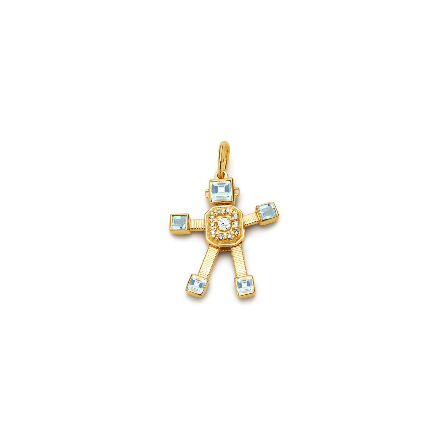 Heart Van Robot Mini Pendant Diamond Aquamarine