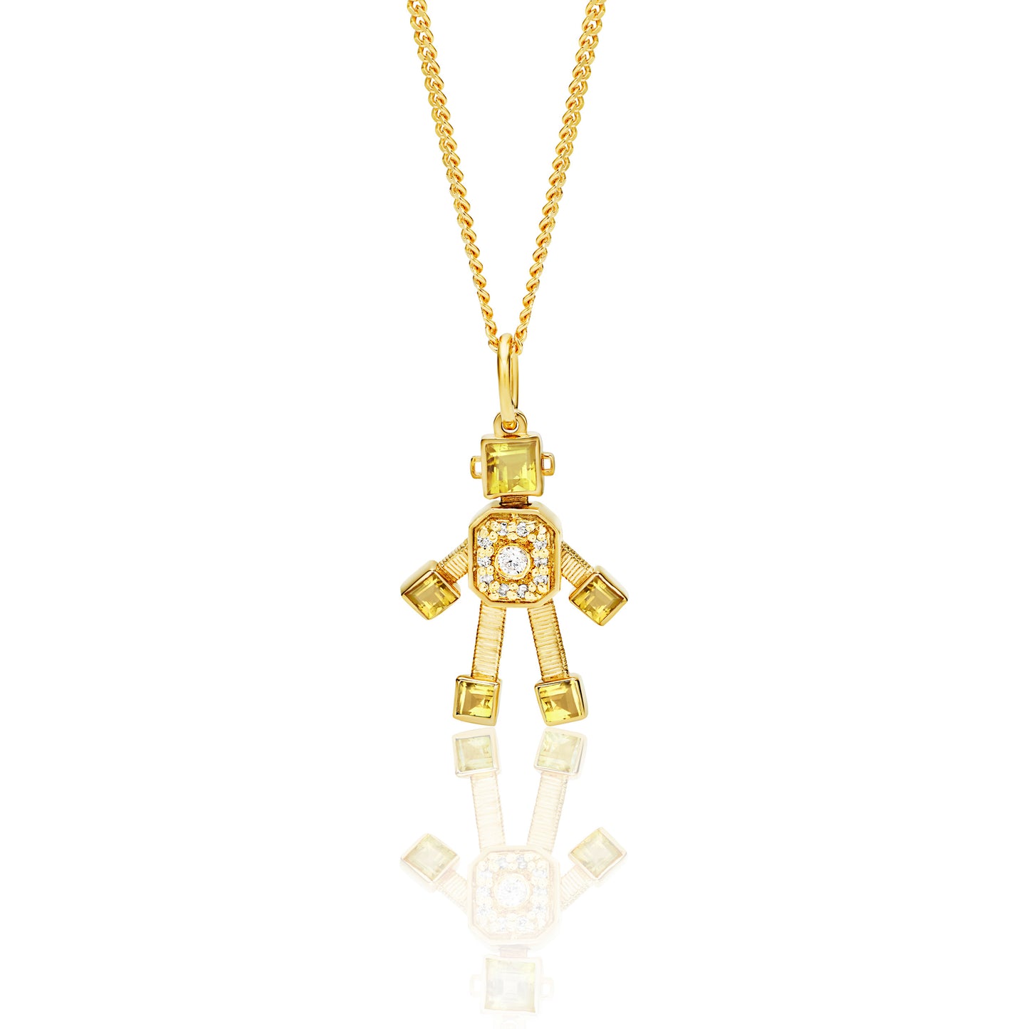 Heart Van Robot Mini Pendant Diamond Citrine (November)