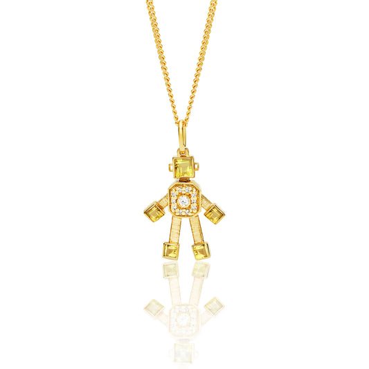 Heart Van Robot Mini Pendant Diamond Citrine (November)
