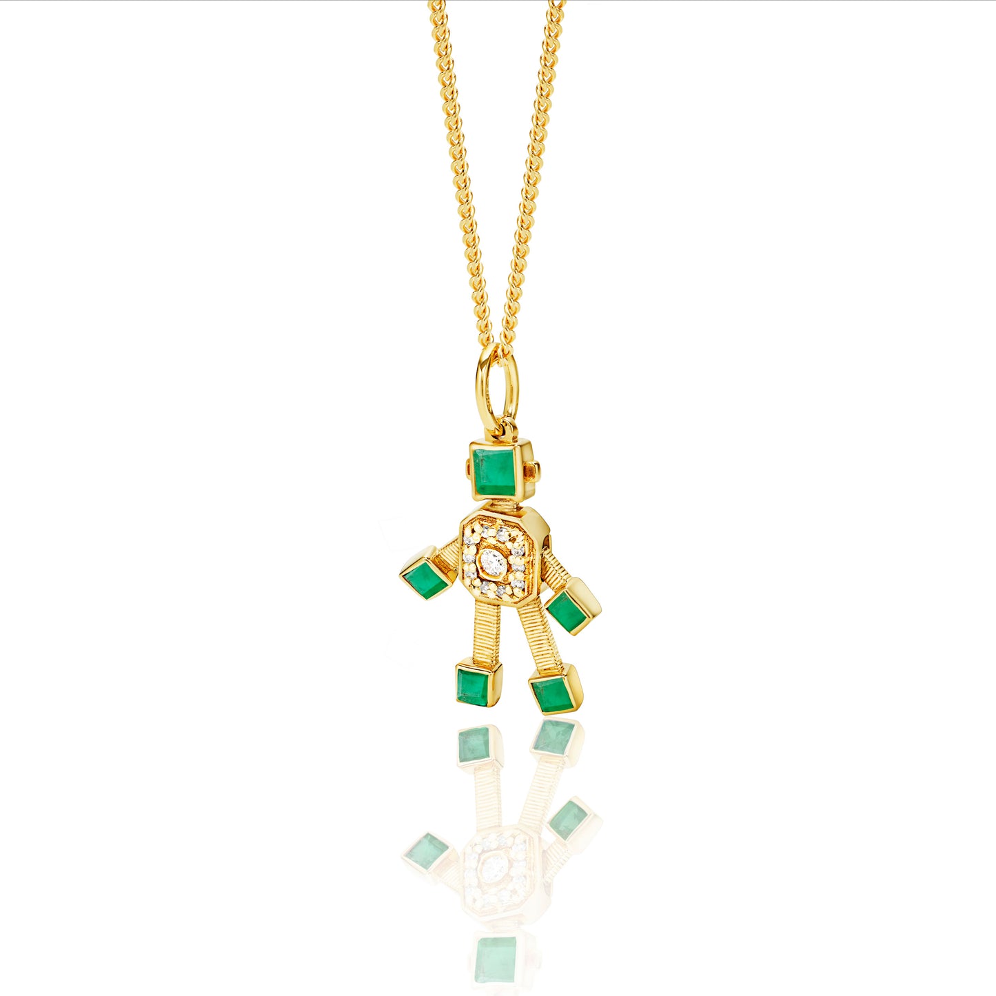 Heart Van Robot Mini Pendant Diamond Emerald