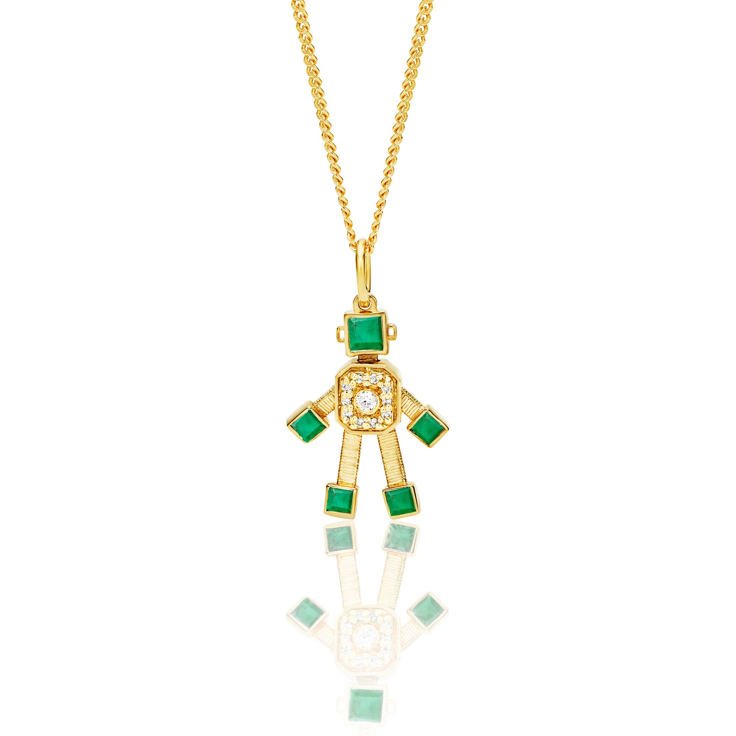 Heart Van Robot Mini Pendant Diamond Emerald