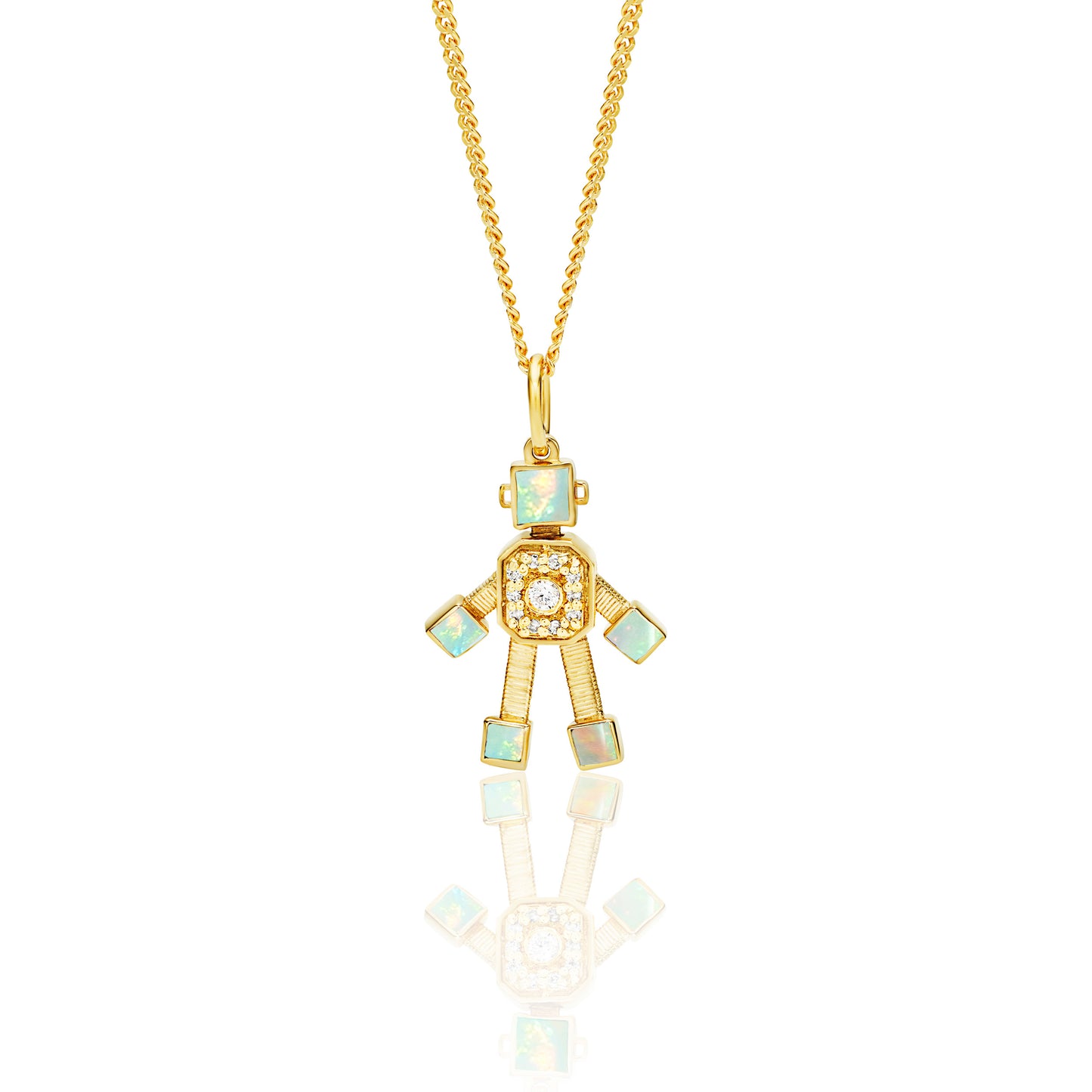 Heart Van Robot Mini Pendant Diamond Moonstone (June)
