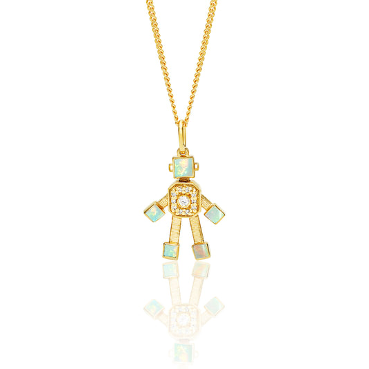 Heart Van Robot Mini Pendant Diamond Moonstone (June)