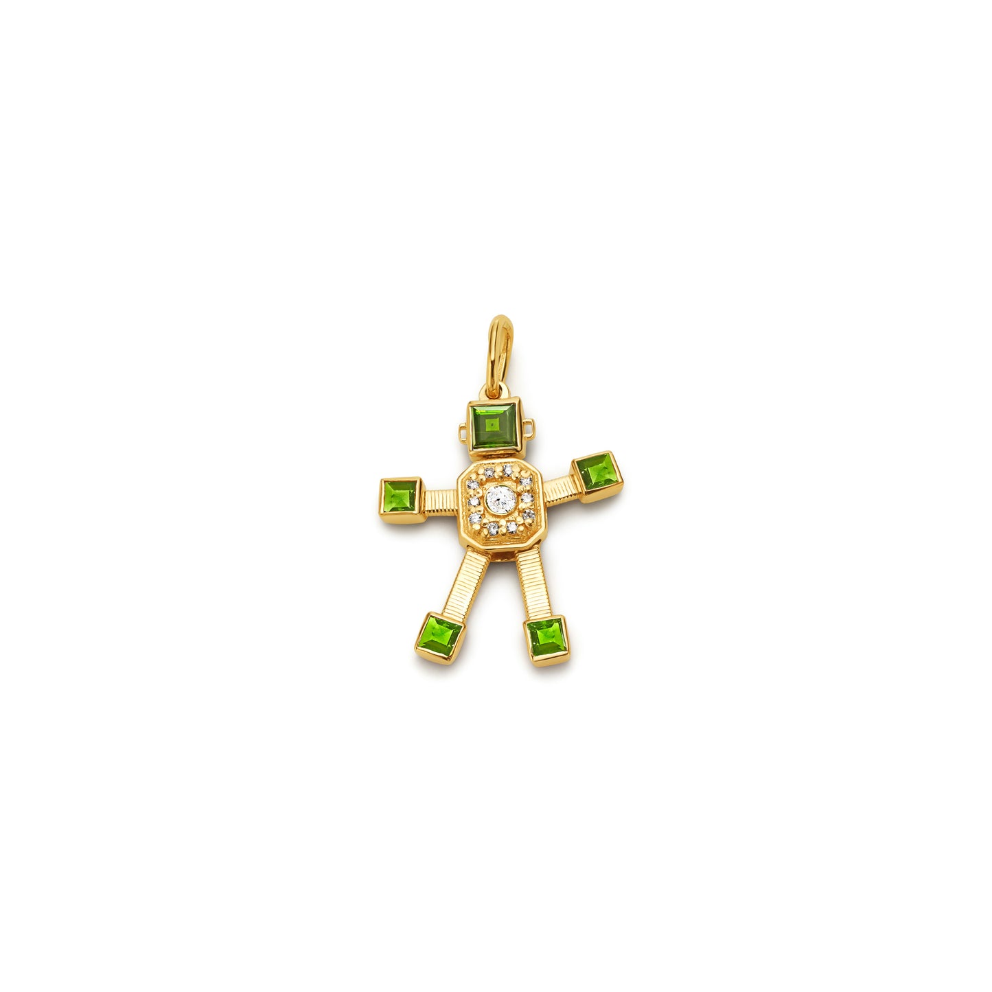 Heart Van Robot Mini Pendant Diamond Peridot (August)