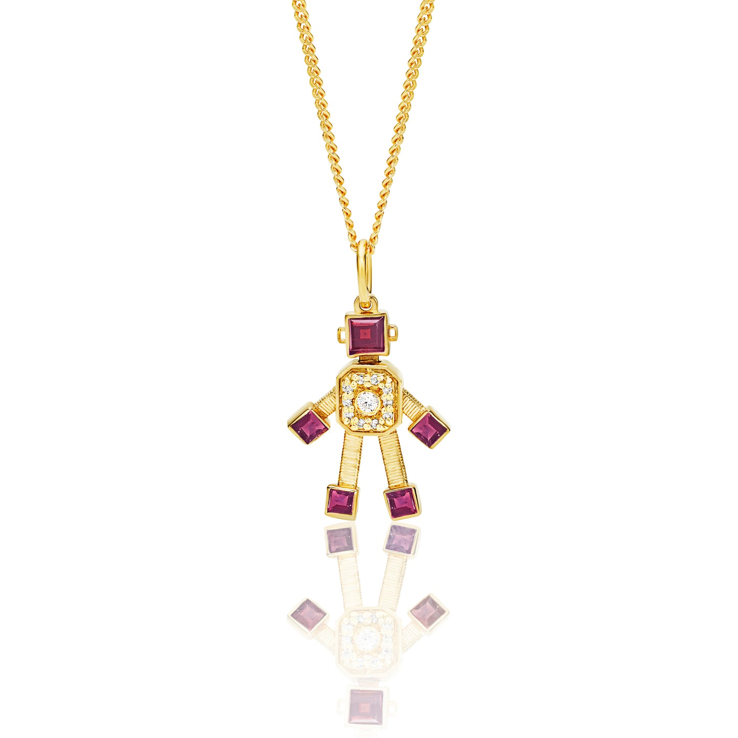 Heart Van Robot Mini Pendant Diamond Rhodolite