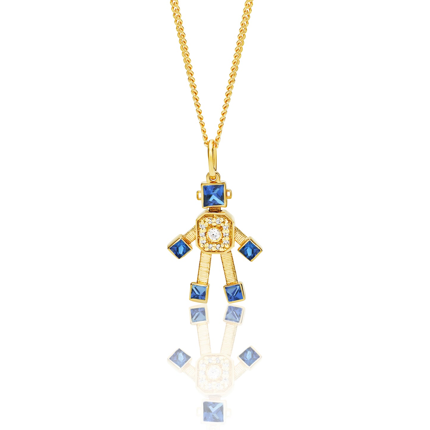 Heart Van Robot Mini Pendant Diamond Sapphire (September)