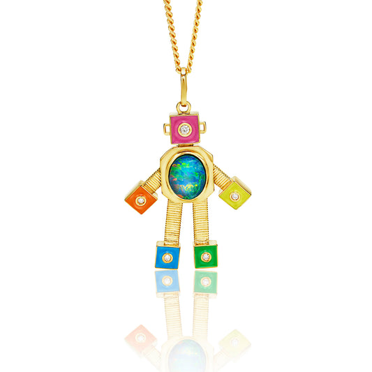 Galaxy Van Robot Maxi Pendant Diamond Opal Enamel