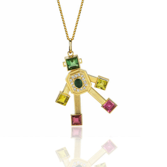 Disco Van Robot Maxi Pendant  Diamond Emerald Tourmaline