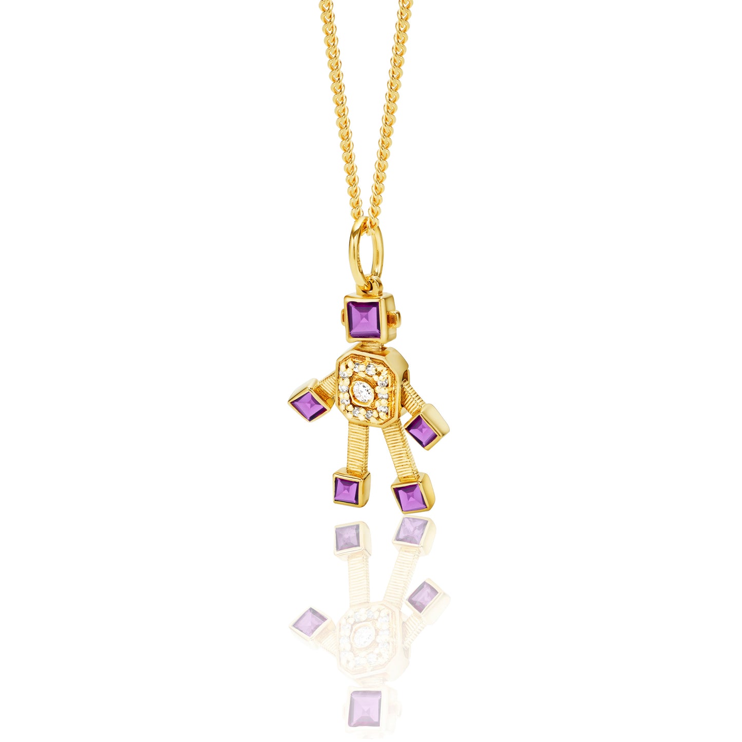 Heart Van Robot Mini Pendant Diamond Amethyst