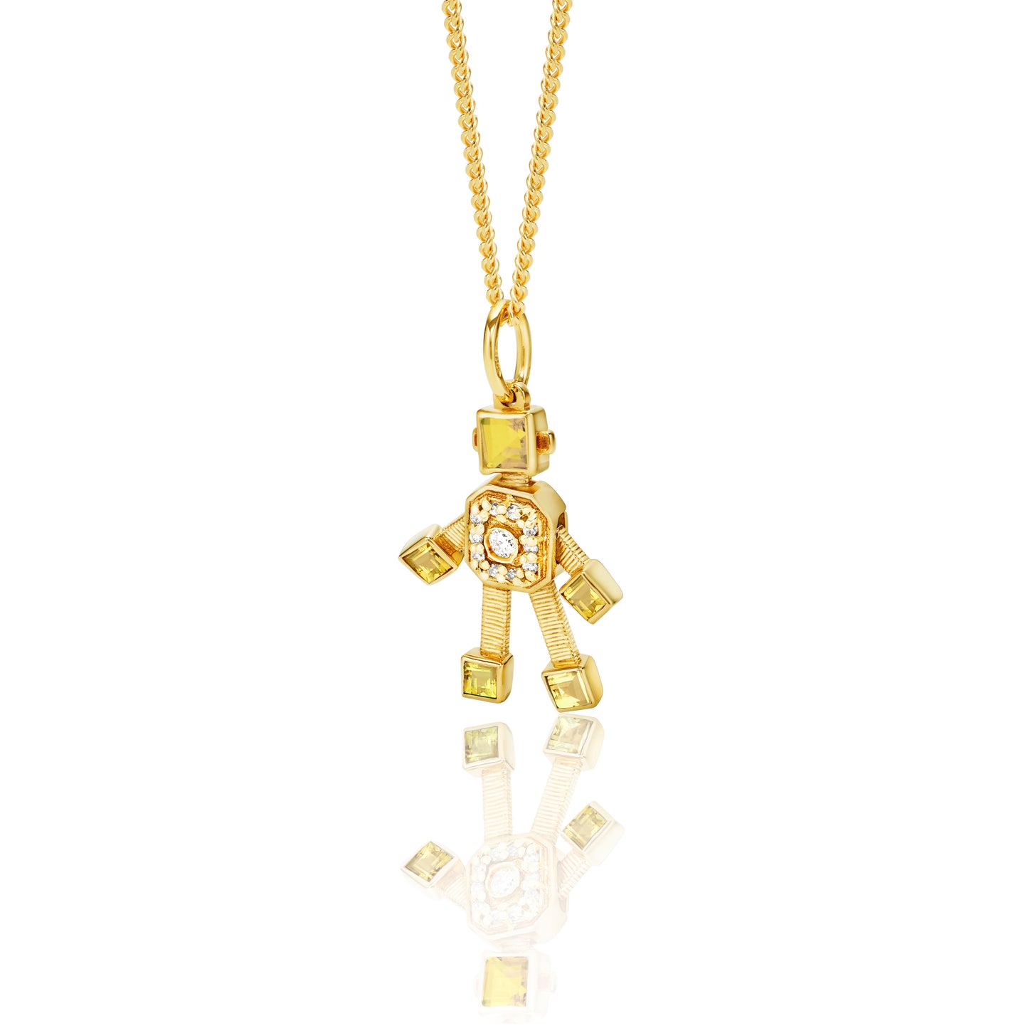 Heart Van Robot Mini Pendant Diamond Citrine (November)