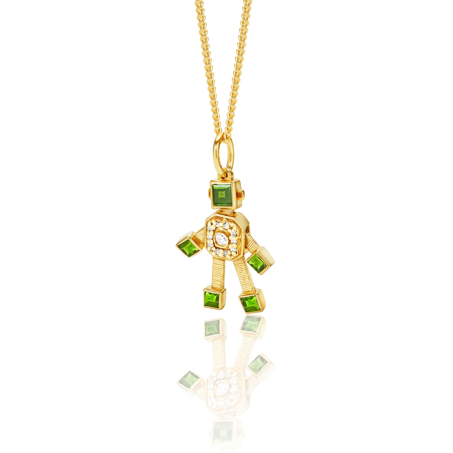 Heart Van Robot Mini Pendant Diamond Peridot (August)