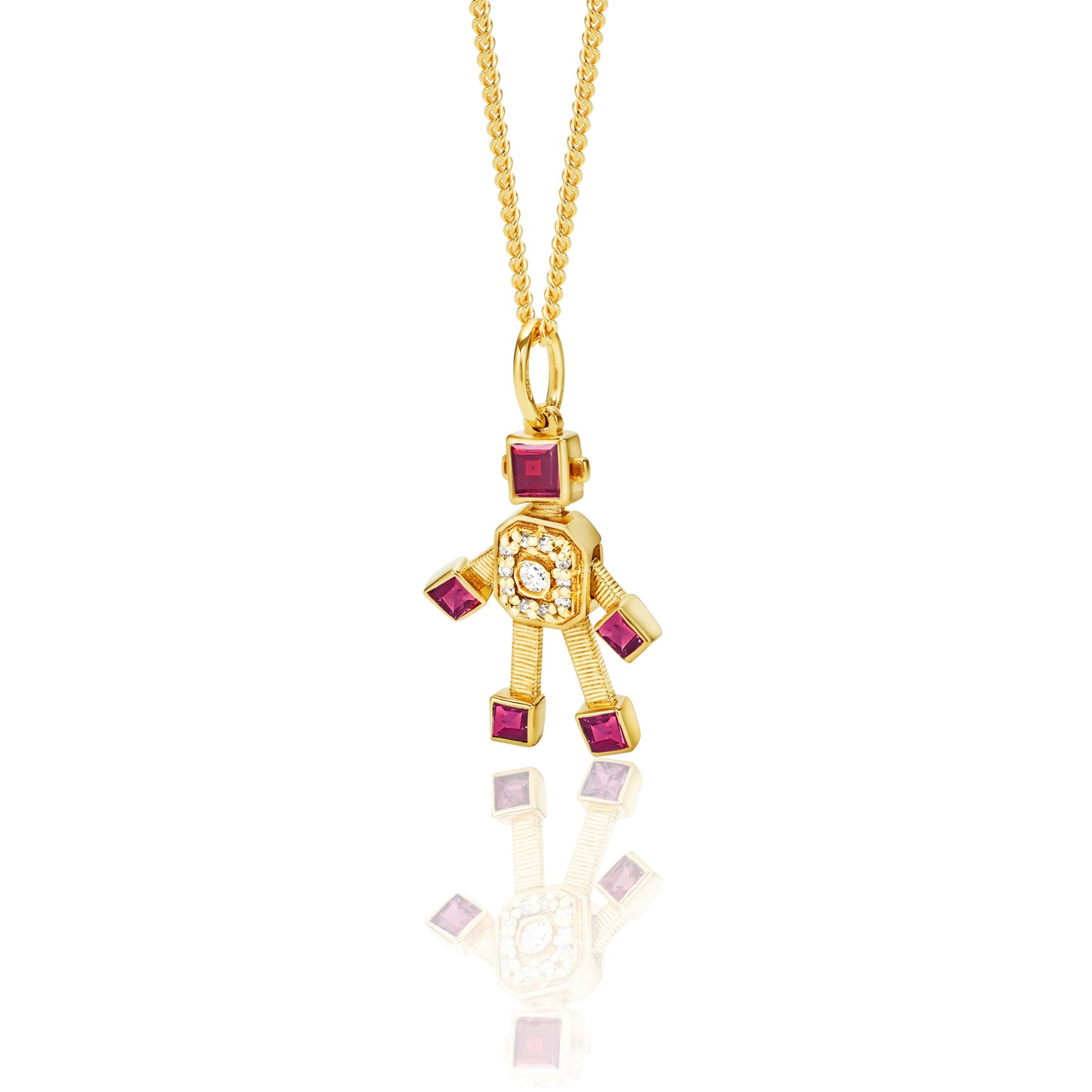 Heart Van Robot Mini Pendant Diamond Rhodolite