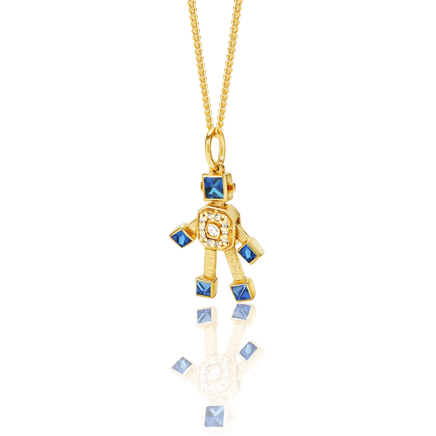 Heart Van Robot Mini Pendant Diamond Sapphire (September)