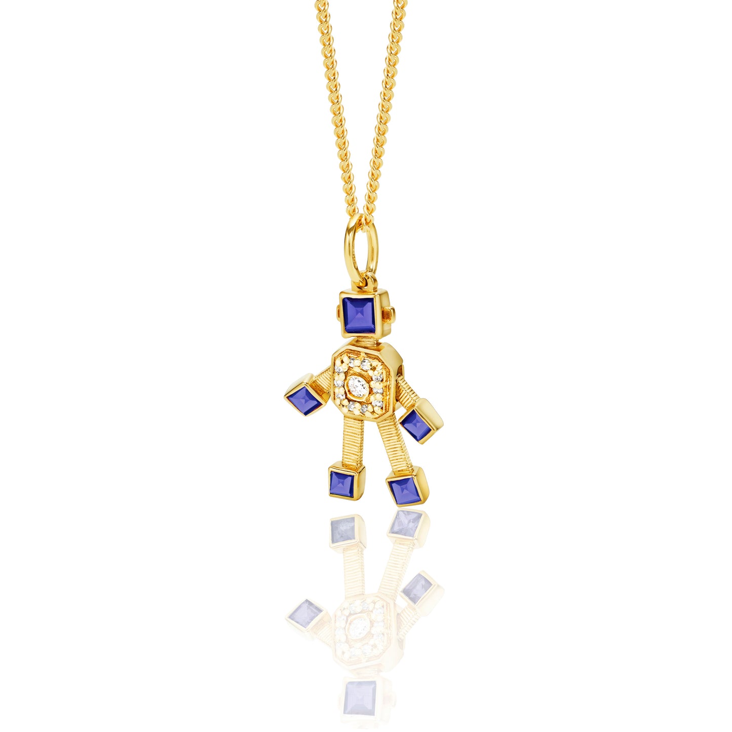Heart Van Robot Mini Pendant Diamond Tanzanite