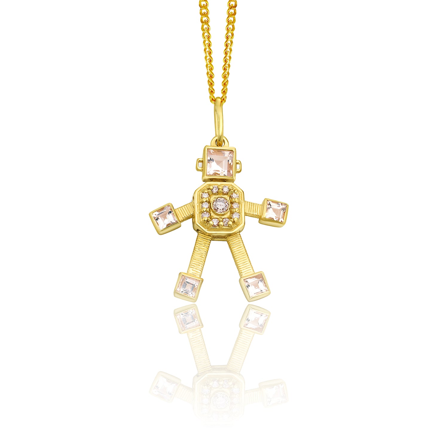 Sogno Heart Van Robot Mini Pendant Champagne Diamond Morganite