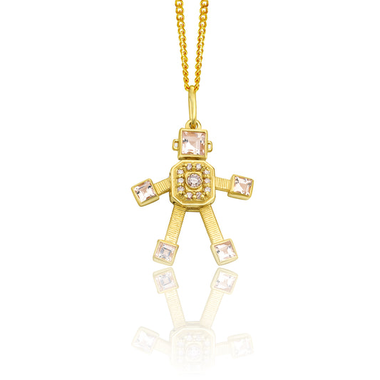 Sogno Heart Van Robot Mini Pendant Champagne Diamond Morganite