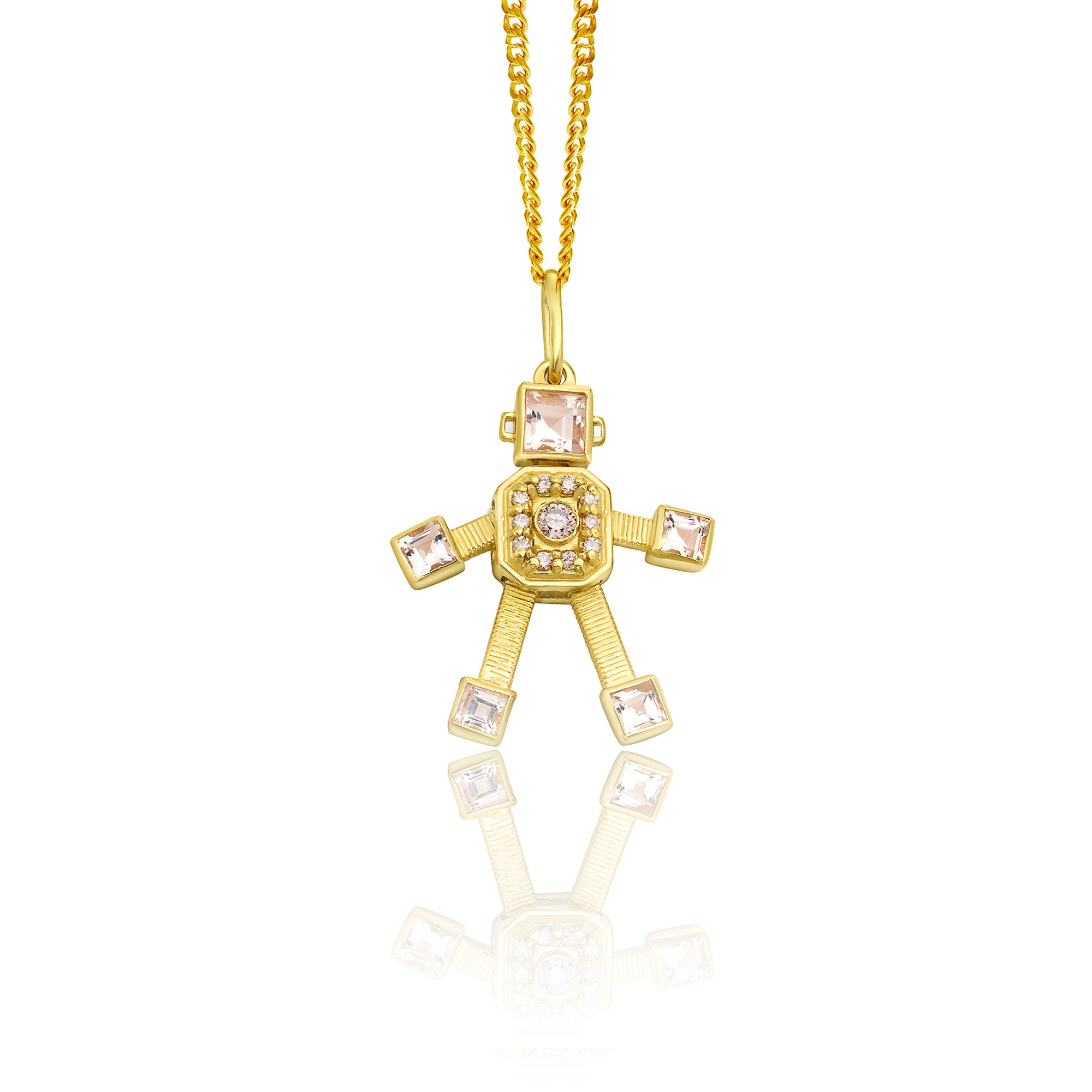 Sogno Heart Van Robot Mini Pendant Champagne Diamond Morganite – VAN