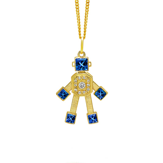 Heart Van Robot Mini Pendant Diamond Tanzanite