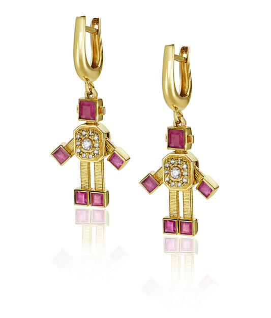 Van Robot Eclipse  Earrings  Diamond Ruby