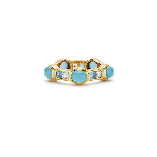 Monte Carlo Van Stack Ring Diamond Aquamarine