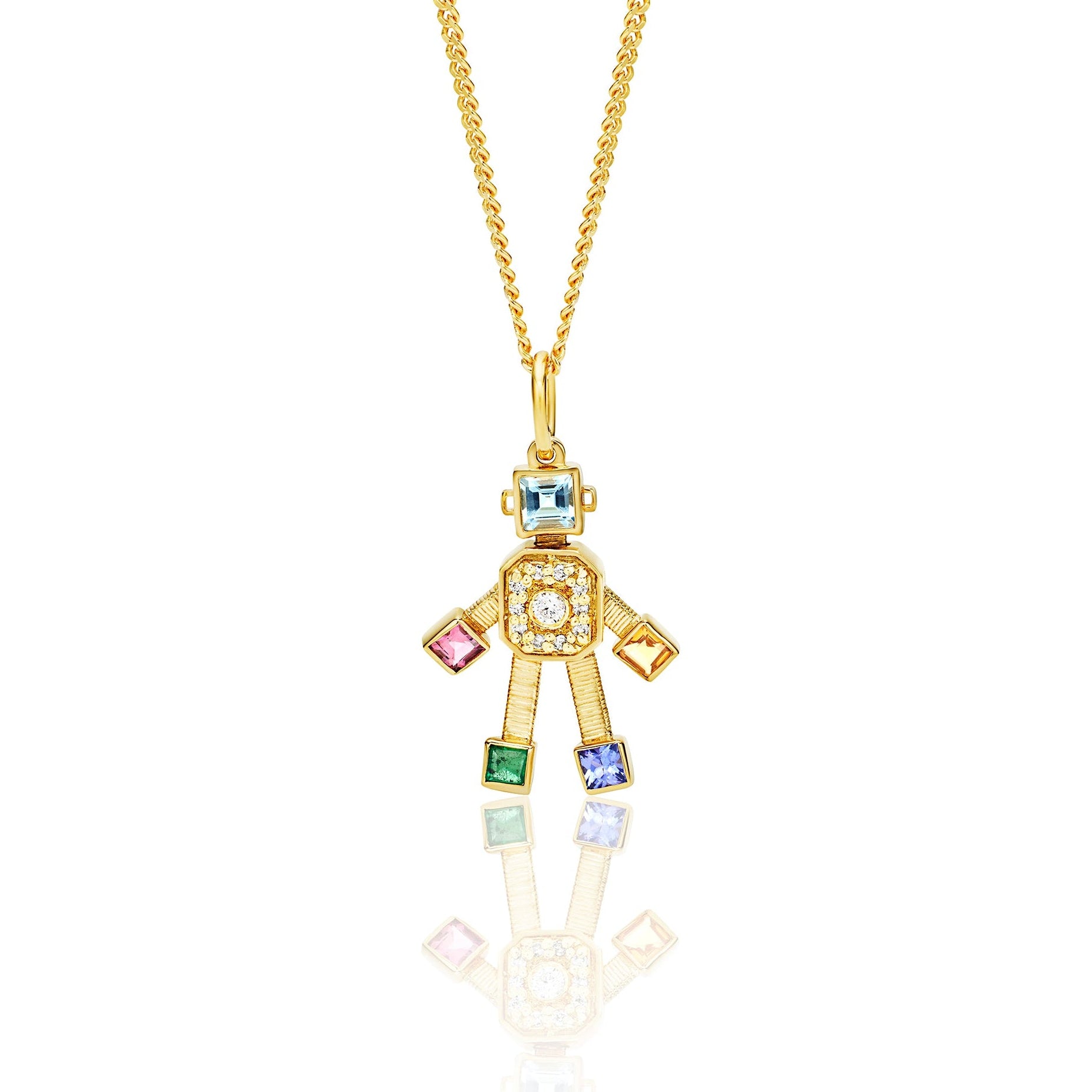 Joy Heart Van Robot Mini Pendant Diamond Multi Precious Stones – VAN