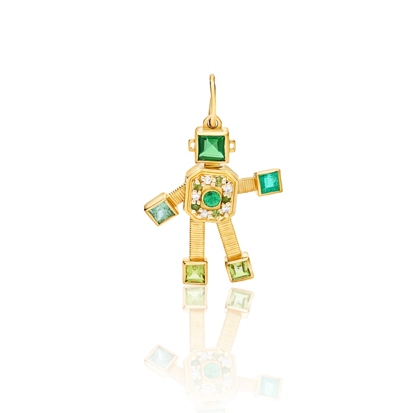 Verde Heart Van Robot Mini Pendant Multi Precious Stones