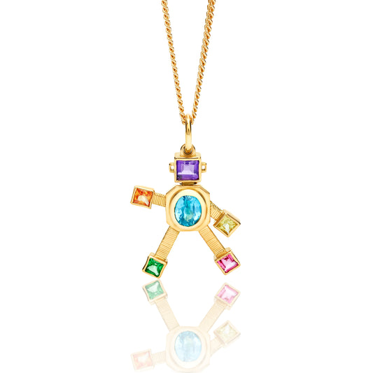 Vita Heart Van Robot Mini Pendant Multi Precious Stones