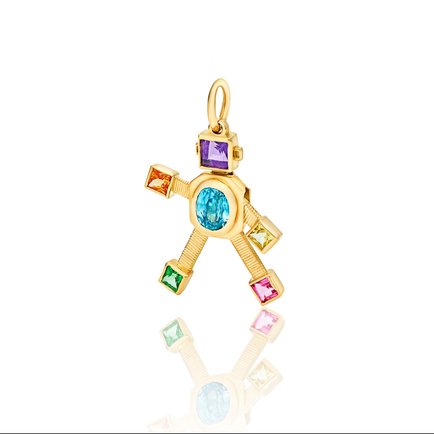 Vita Heart Van Robot Mini Pendant Multi Precious Stones