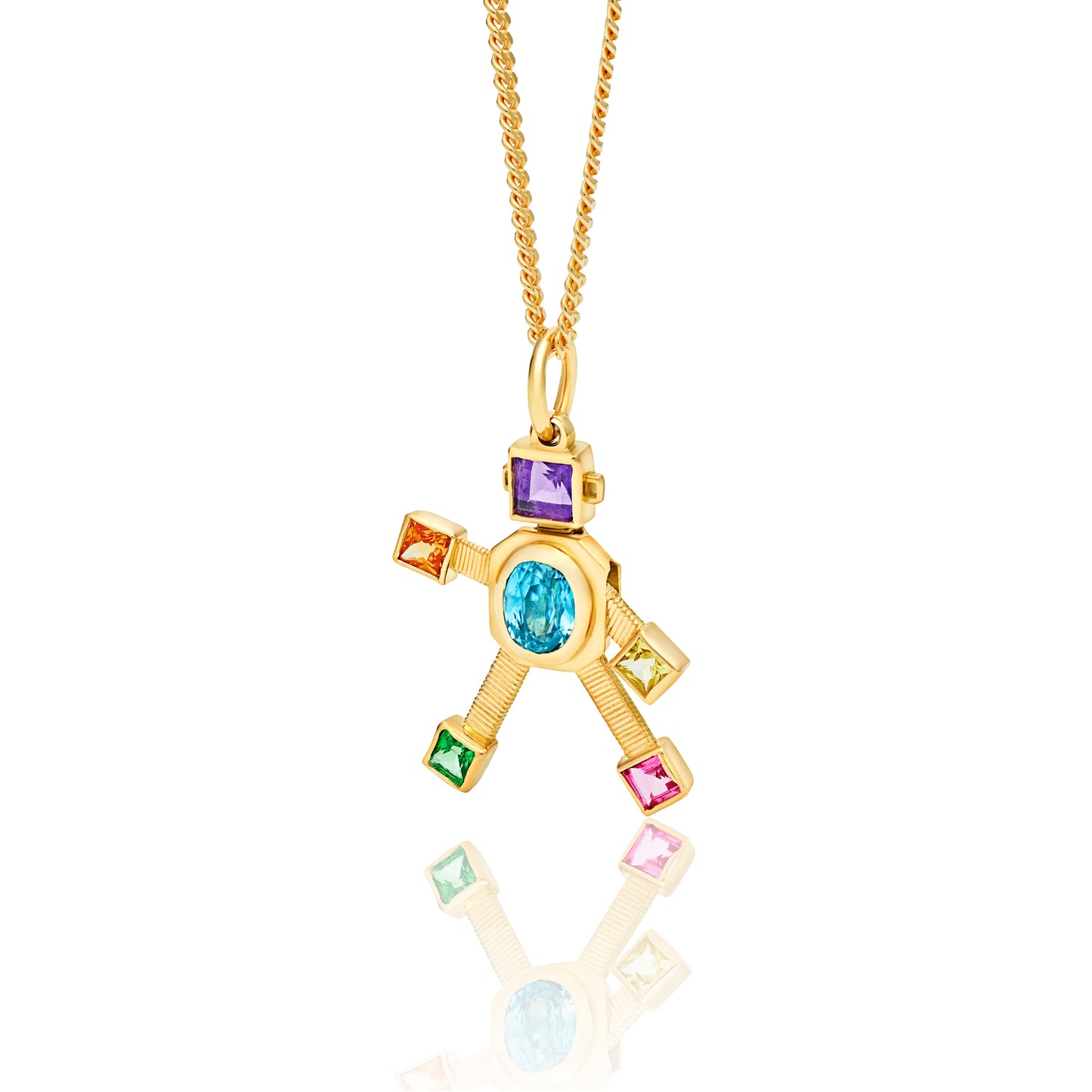 Vita Heart Van Robot Mini Pendant Multi Precious Stones